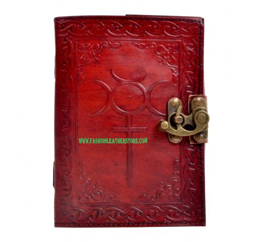 Handmade celtic cross leather journal diary and notebook